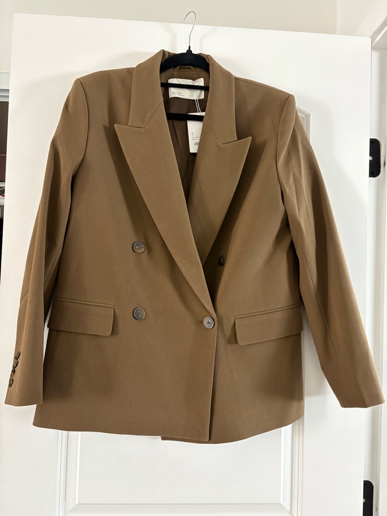 Oak + Fort Camel Double-Breasted Blazer